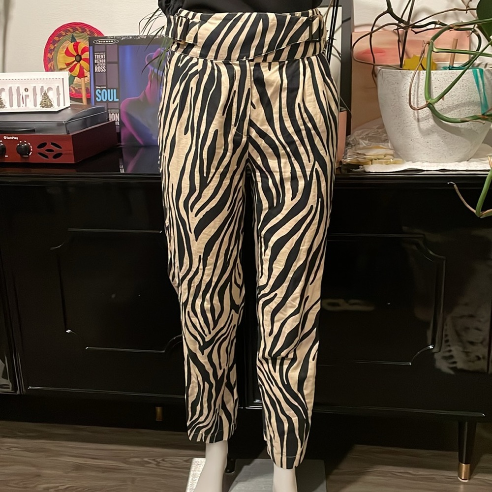 NWT Sezane Francky Trousers Zebra Print sz FR 36 US 4